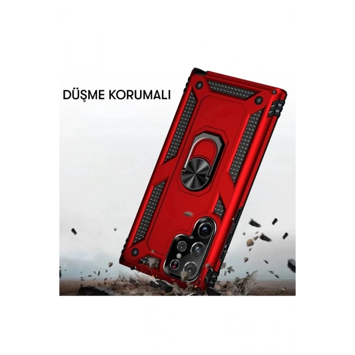 Durukar®  Samsung Galaxy A24 4G Kılıf Sofya Yüzüklü Silikon Kapak - Siyah