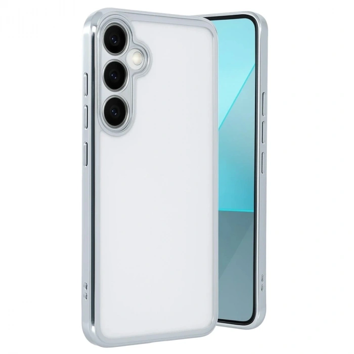 Durukar®  Samsung Galaxy A24 4G Prime Kılıf  Lensli Silikon - Gümüş
