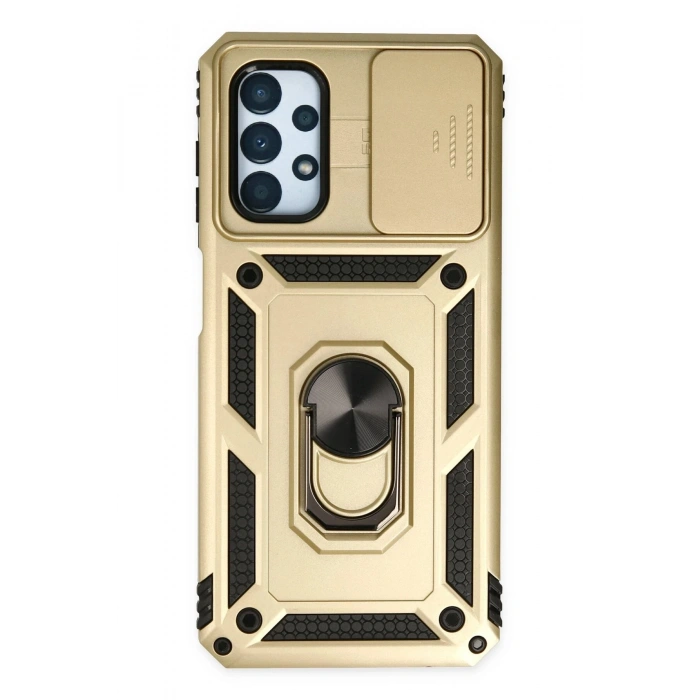 Durukar®  Samsung Galaxy A33 5G Kılıf Pars Lens Yüzüklü Silikon - Gold