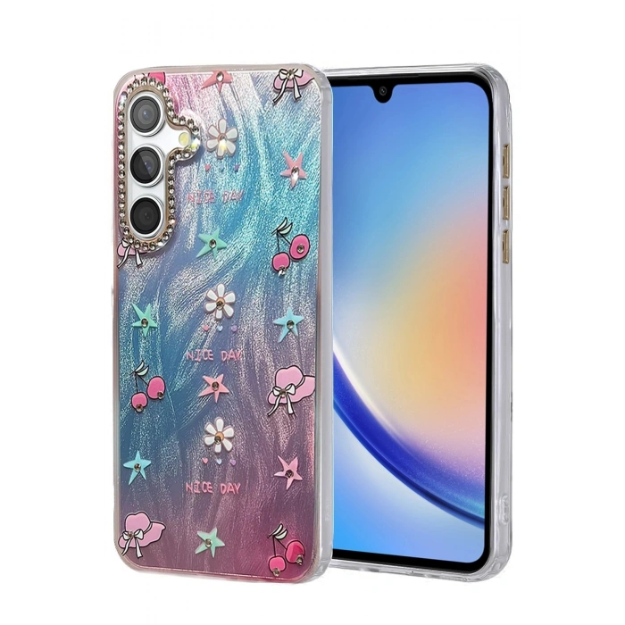 Durukar®  Samsung Galaxy A34 5G Kılıf Blade Aynalı Desenli Kapak - Desen 4