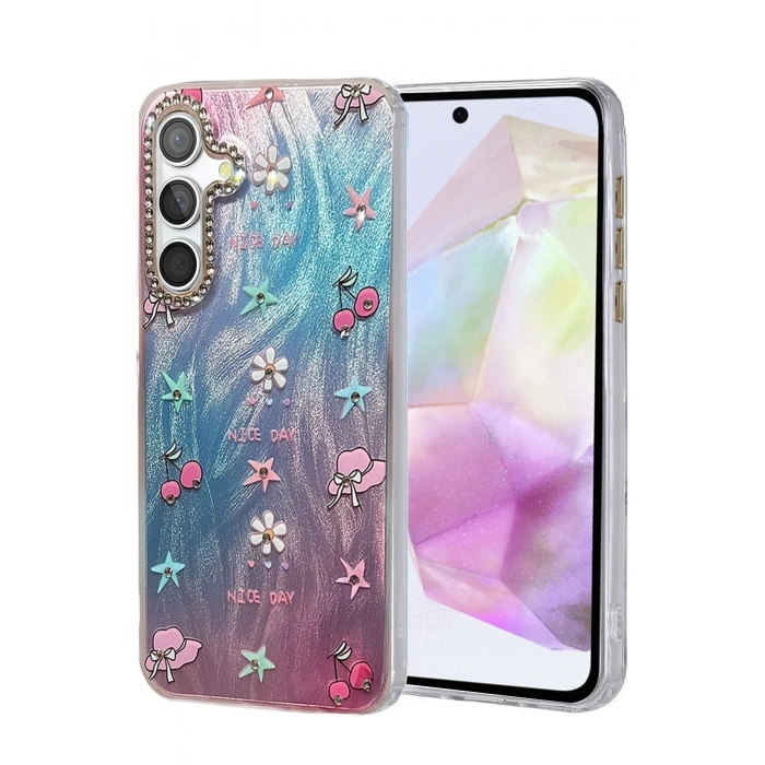 Durukar®  Samsung Galaxy A35 5G Kılıf Blade Aynalı Desenli Kapak - Desen 4