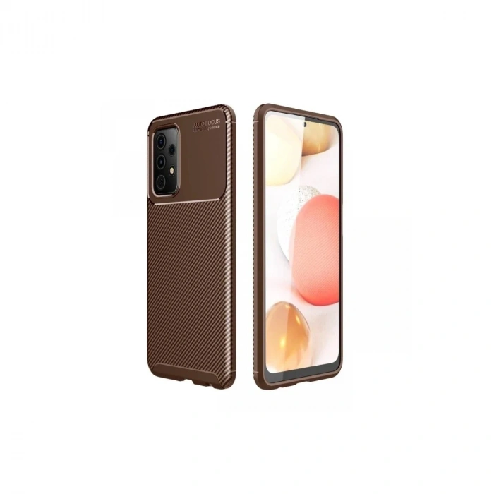 Durukar®  Samsung Galaxy A52 Kılıf Auto Focus Karbon Kapak - Kahverengi