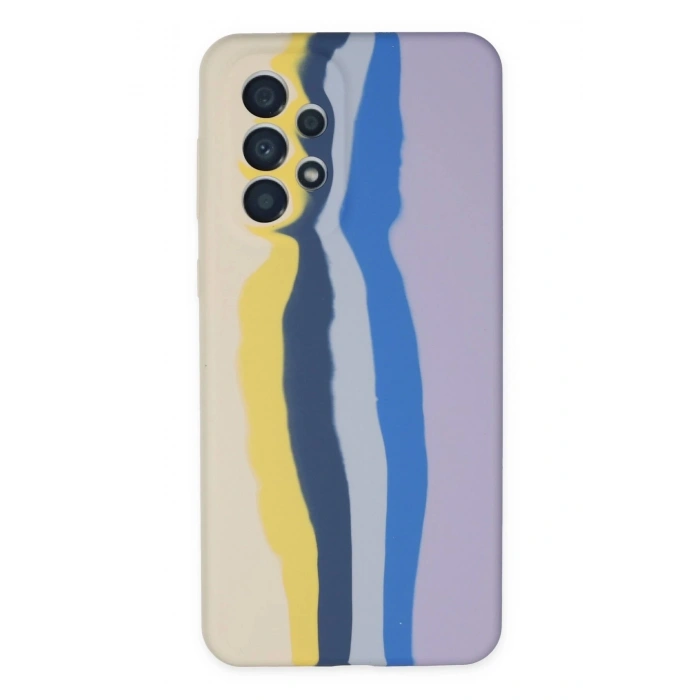 Durukar®  Samsung Galaxy A53 5G Kılıf Ebruli Lansman Silikon - Sarı-Lila