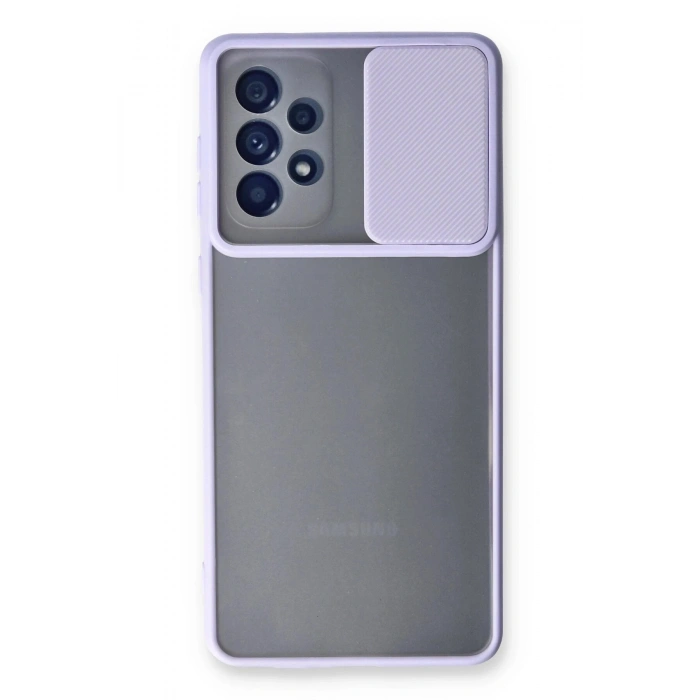 Durukar®  Samsung Galaxy A53 5G Kılıf Palm Buzlu Kamera Sürgülü Silikon - Lila