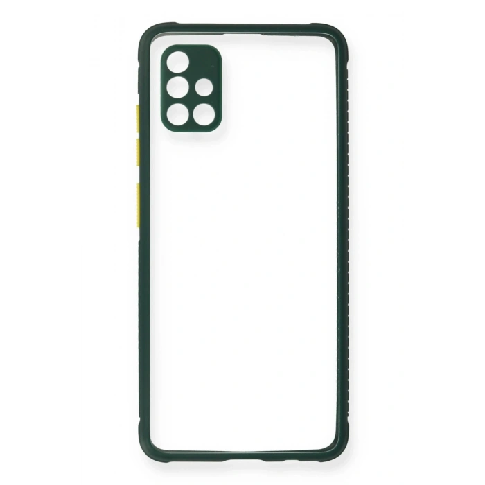 Durukar®  Samsung Galaxy A71 Kılıf Miami Şeffaf Silikon - Koyu Yeşil
