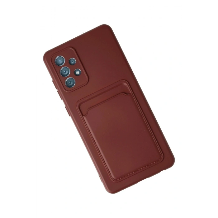 Durukar®  Samsung Galaxy A72 Kılıf Kelvin Kartvizitli Silikon - Bordo
