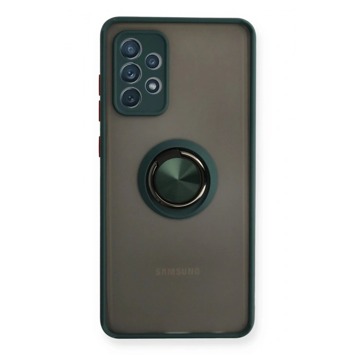Durukar®  Samsung Galaxy A72 Kılıf Montreal Yüzüklü Silikon Kapak - Yeşil