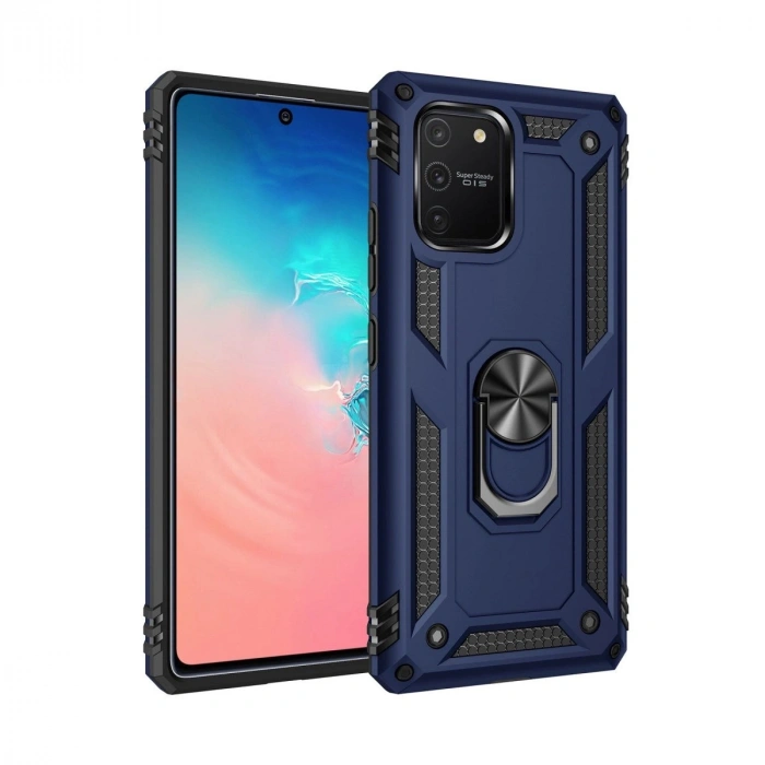 Durukar®  Samsung Galaxy A91 / S10 Lite Kılıf Sofya Yüzüklü Silikon Kapak - Lacivert