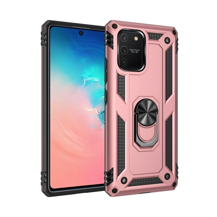 Durukar®  Samsung Galaxy A91 / S10 Lite Kılıf Sofya Yüzüklü Silikon Kapak - Rose