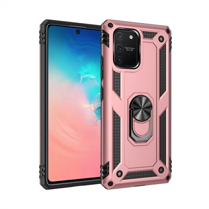 Durukar®  Samsung Galaxy A91 / S10 Lite Kılıf Sofya Yüzüklü Silikon Kapak - Rose