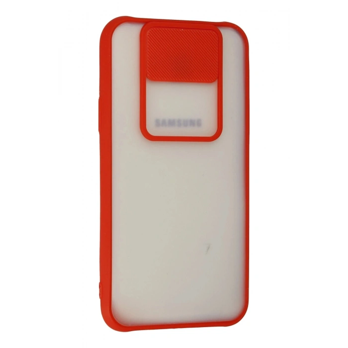 Durukar®  Samsung Galaxy J7 Kılıf Palm Buzlu Kamera Sürgülü Silikon - Kırmızı