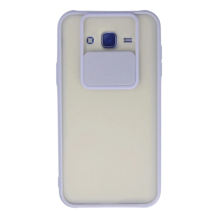 Durukar®  Samsung Galaxy J7 Kılıf Palm Buzlu Kamera Sürgülü Silikon - Lila
