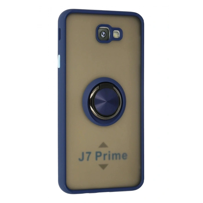 Durukar®  Samsung Galaxy J7 Prime Kılıf Montreal Yüzüklü Silikon Kapak - Lacivert
