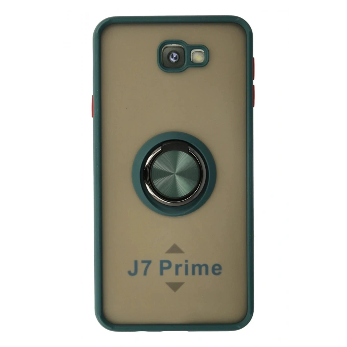 Durukar®  Samsung Galaxy J7 Prime Kılıf Montreal Yüzüklü Silikon Kapak - Yeşil