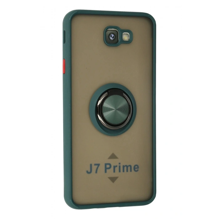 Durukar®  Samsung Galaxy J7 Prime Kılıf Montreal Yüzüklü Silikon Kapak - Yeşil