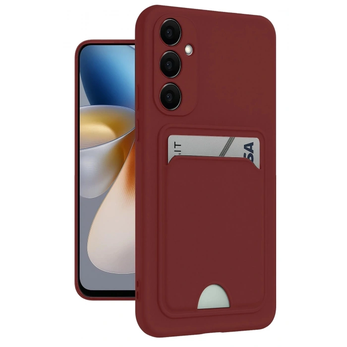 Durukar®  Samsung Galaxy M15 Kelvin Kartvizitli Silikon - Bordo
