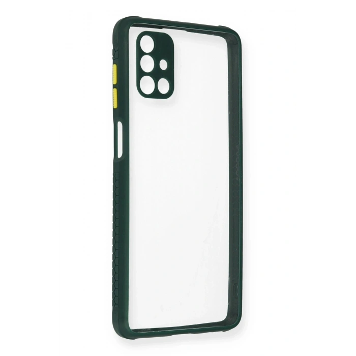 Durukar®  Samsung Galaxy M51 Kılıf Miami Şeffaf Silikon - Koyu Yeşil