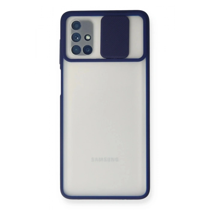 Durukar®  Samsung Galaxy M51 Kılıf Palm Buzlu Kamera Sürgülü Silikon - Lacivert