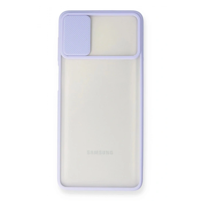 Durukar®  Samsung Galaxy M51 Kılıf Palm Buzlu Kamera Sürgülü Silikon - Lila