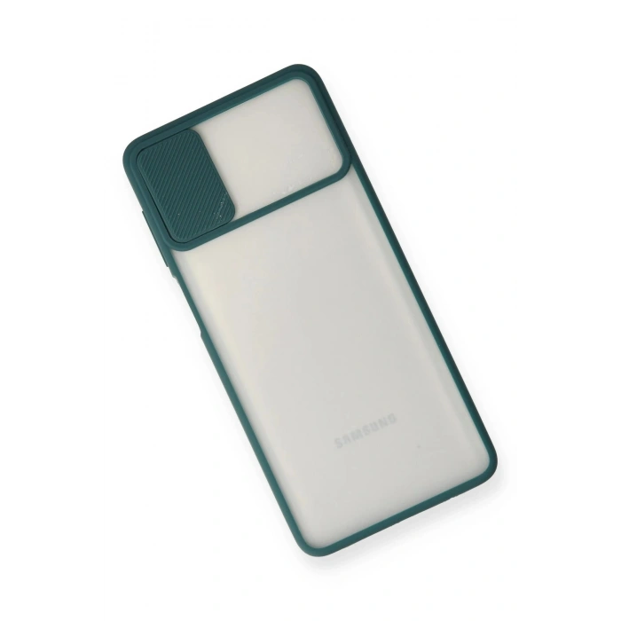 Durukar®  Samsung Galaxy M51 Kılıf Palm Buzlu Kamera Sürgülü Silikon - Yeşil