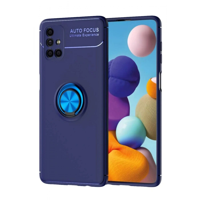 Durukar®  Samsung Galaxy M51 Kılıf Range Yüzüklü Silikon - Mavi