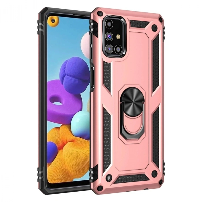 Durukar®  Samsung Galaxy M51 Kılıf Sofya Yüzüklü Silikon Kapak - Rose
