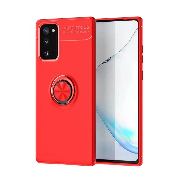 Durukar®  Samsung Galaxy Note 20 Kılıf Range Yüzüklü Silikon - Kırmızı