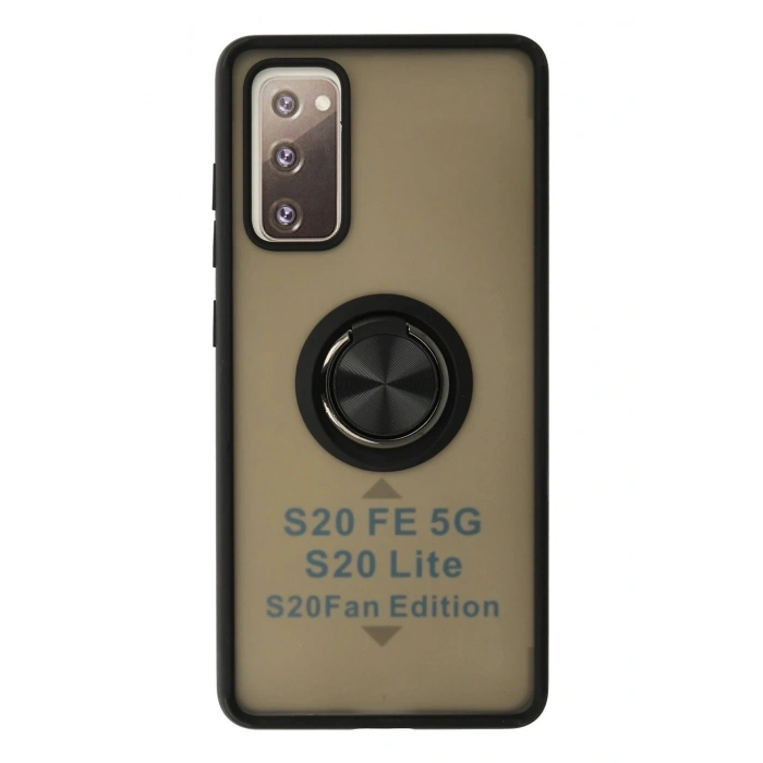 Durukar®  Samsung Galaxy S20 FE Kılıf Montreal Yüzüklü Silikon Kapak - Siyah