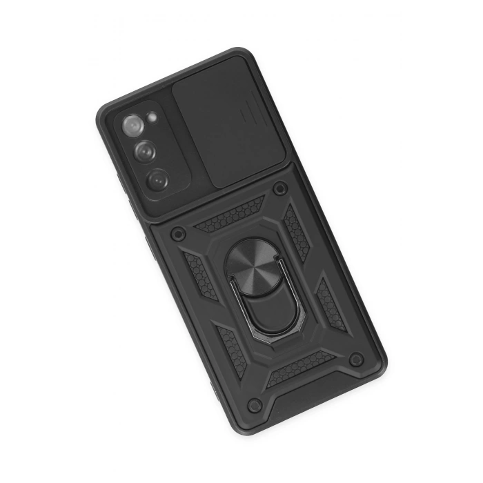Durukar®  Samsung Galaxy S20 FE Kılıf Pars Lens Yüzüklü Silikon - Siyah