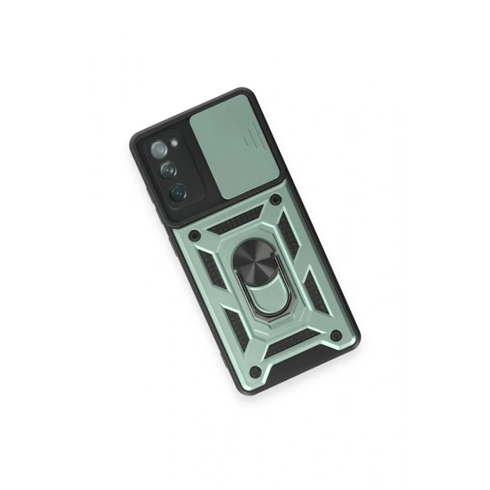 Durukar®  Samsung Galaxy S20 FE Kılıf Pars Lens Yüzüklü Silikon - Yeşil