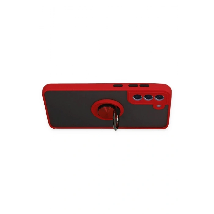 Durukar®  Samsung Galaxy S21 FE Kılıf Montreal Yüzüklü Silikon Kapak - Kırmızı