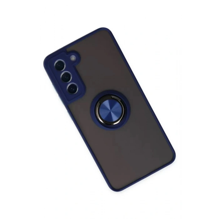 Durukar®  Samsung Galaxy S21 FE Kılıf Montreal Yüzüklü Silikon Kapak - Lacivert