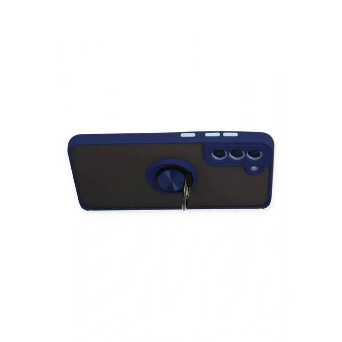 Durukar®  Samsung Galaxy S21 FE Kılıf Montreal Yüzüklü Silikon Kapak - Lacivert