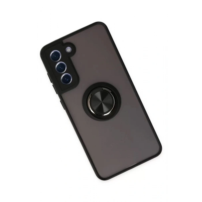 Durukar®  Samsung Galaxy S21 FE Kılıf Montreal Yüzüklü Silikon Kapak - Siyah
