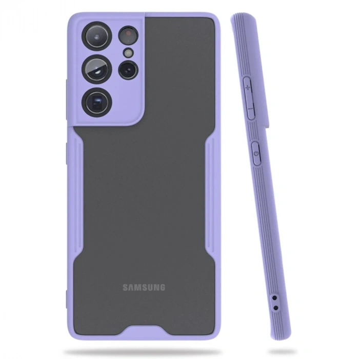Durukar®  Samsung Galaxy S21 Ultra Kılıf Platin Silikon - Lila