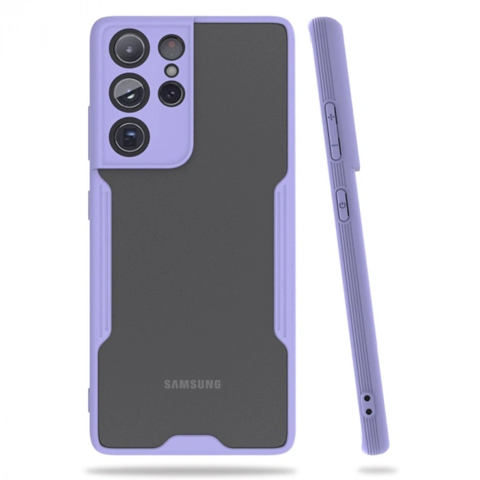 Durukar®  Samsung Galaxy S21 Ultra Kılıf Platin Silikon - Lila