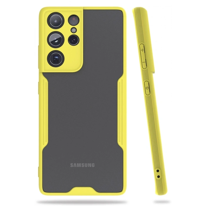 Durukar®  Samsung Galaxy S21 Ultra Kılıf Platin Silikon - Sarı