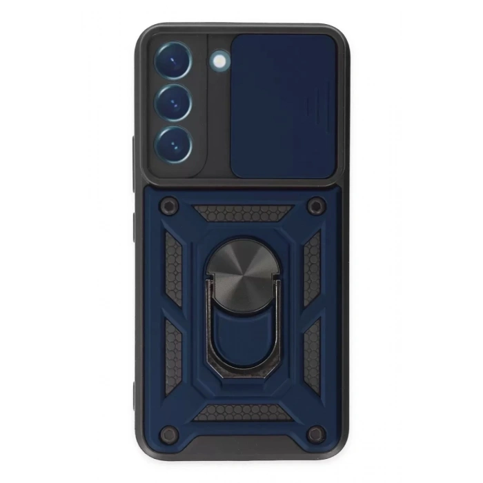 Durukar®  Samsung Galaxy S22 Kılıf Pars Lens Yüzüklü Silikon - Lacivert