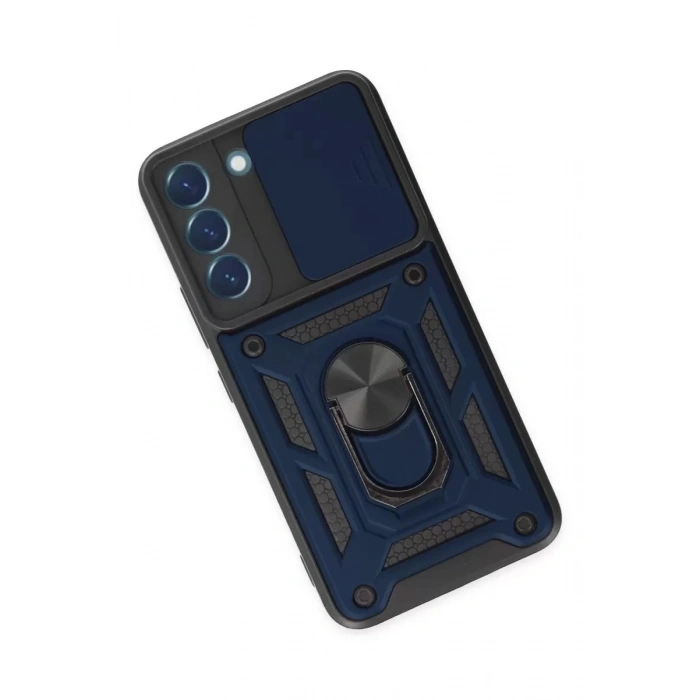 Durukar®  Samsung Galaxy S22 Kılıf Pars Lens Yüzüklü Silikon - Lacivert