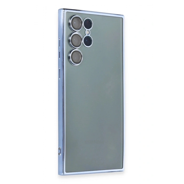 Durukar®  Samsung Galaxy S22 Ultra Kılıf  Lensli Silikon - Açık Mavi