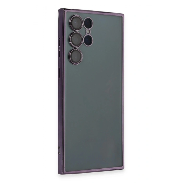 Durukar®  Samsung Galaxy S22 Ultra Kılıf  Lensli Silikon - Mor