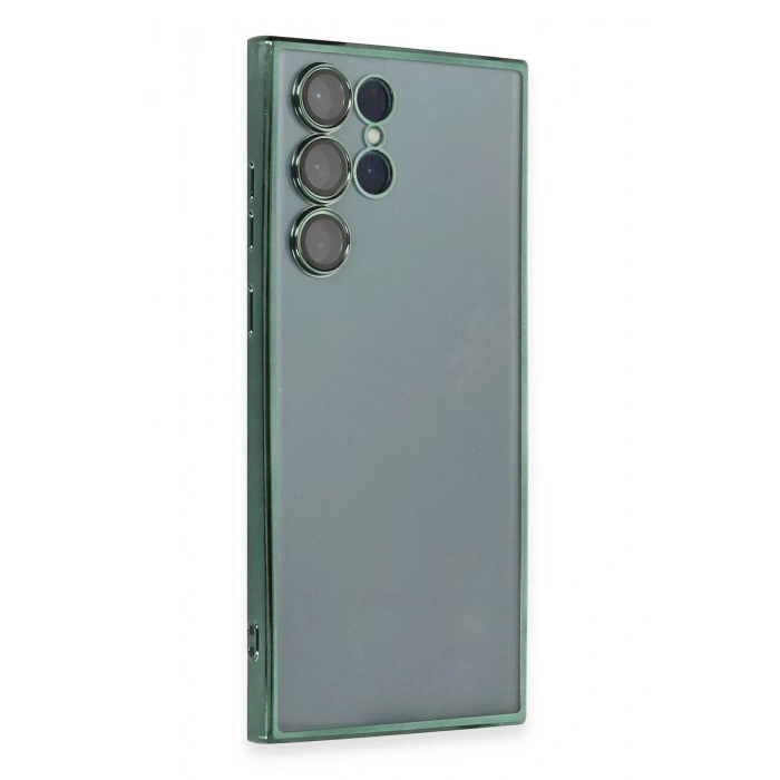 Durukar®  Samsung Galaxy S22 Ultra Kılıf  Lensli Silikon - Yeşil