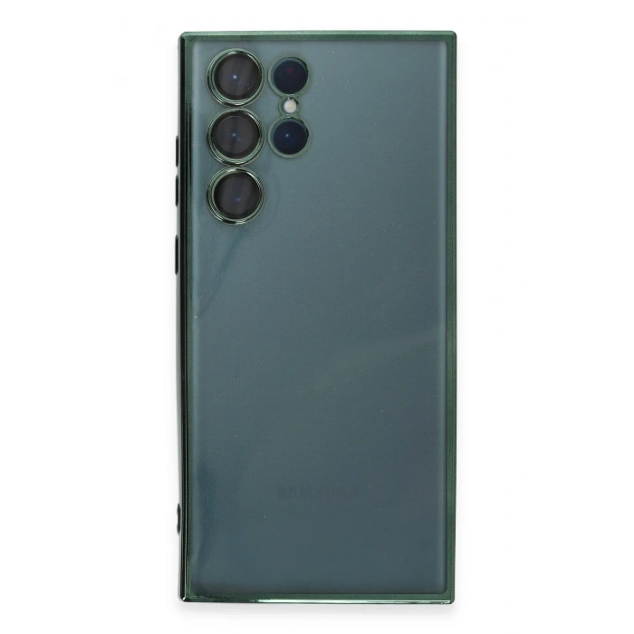 Durukar®  Samsung Galaxy S22 Ultra Kılıf  Lensli Silikon - Yeşil