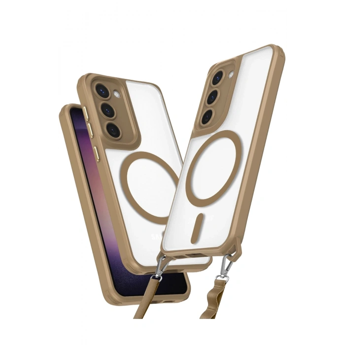 Durukar®  Samsung Galaxy S23 Kılıf Enka Magsafe Silikon Kılıf - Desert