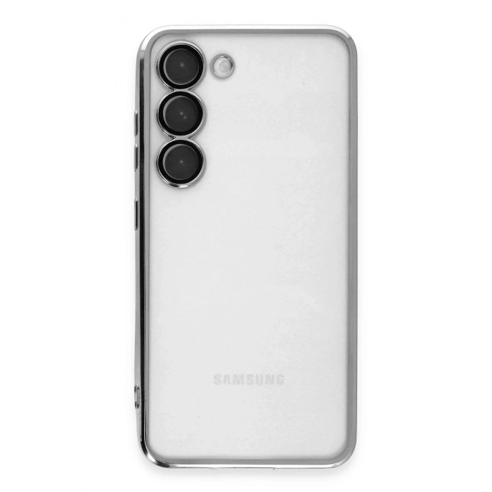 Durukar®  Samsung Galaxy S23 Plus Kılıf  Lensli Silikon - Gümüş
