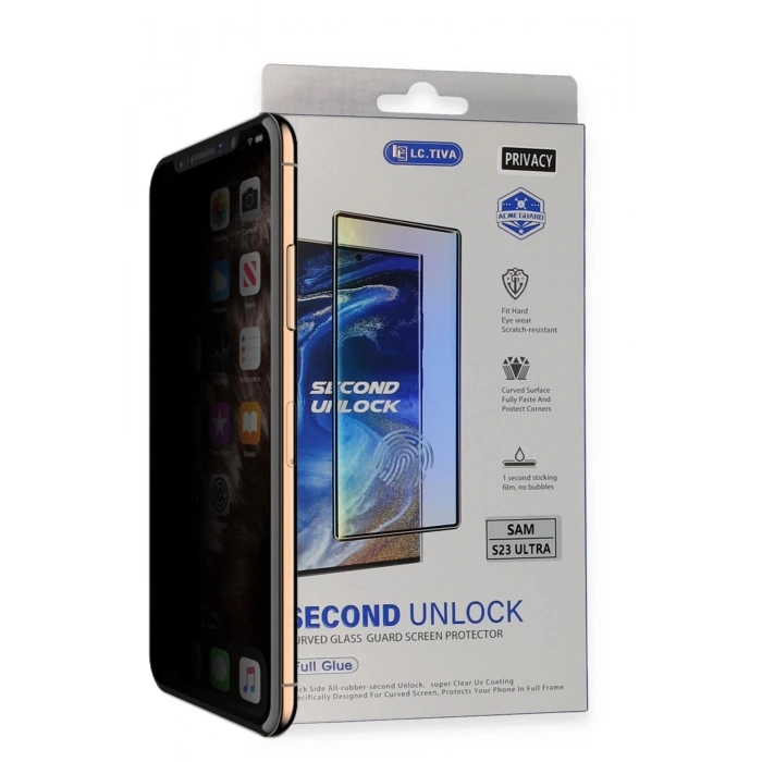 Durukar®  Samsung Galaxy S23 Ultra Durable Full Glue Curved Hayalet Cam