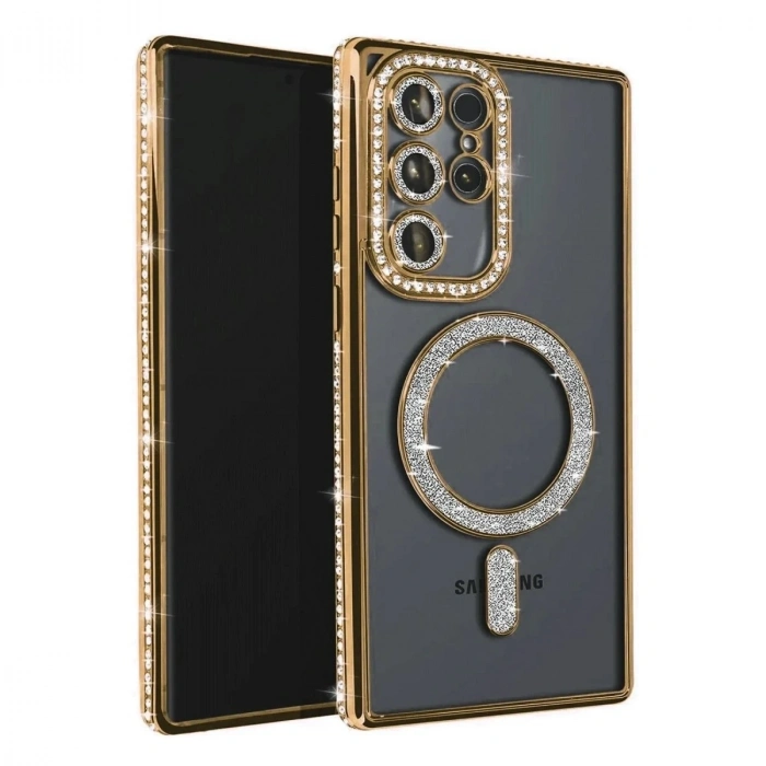 Durukar® Samsung Galaxy S23 Ultra Joke Glitter Magneticsafe Case - Gold