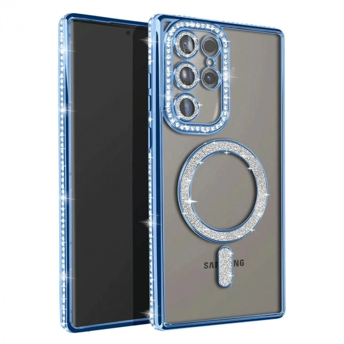 Durukar®  Samsung Galaxy S23 Ultra Joke Simli Magneticsafe Kılıf - Mavi