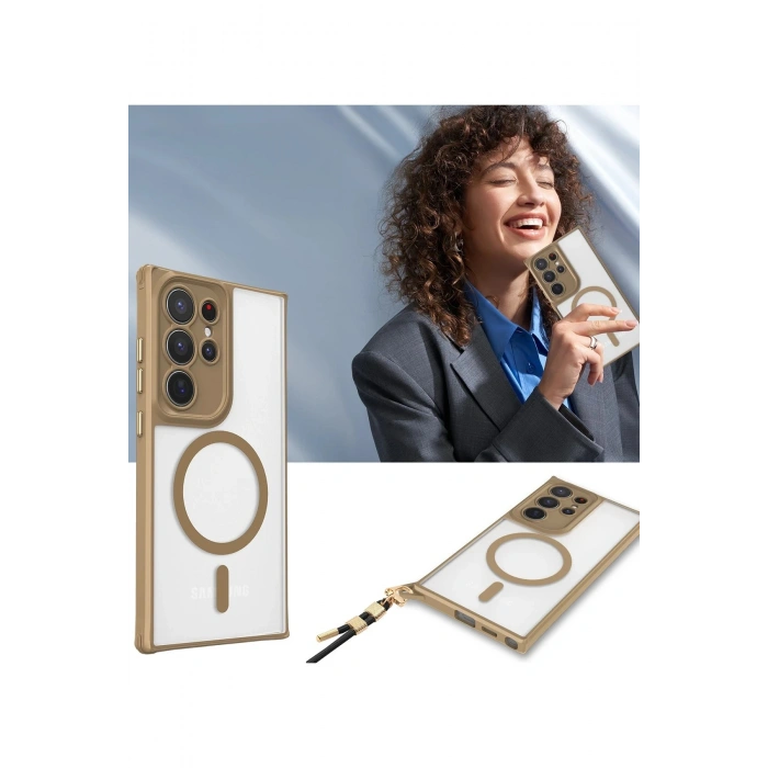Durukar®  Samsung Galaxy S23 Ultra Kılıf Enka Magsafe Silikon Kılıf - Şeffaf