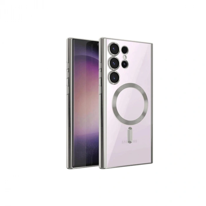 Durukar®  Samsung Galaxy S23 Ultra Kılıf Kross Magneticsafe Kapak - Gümüş
